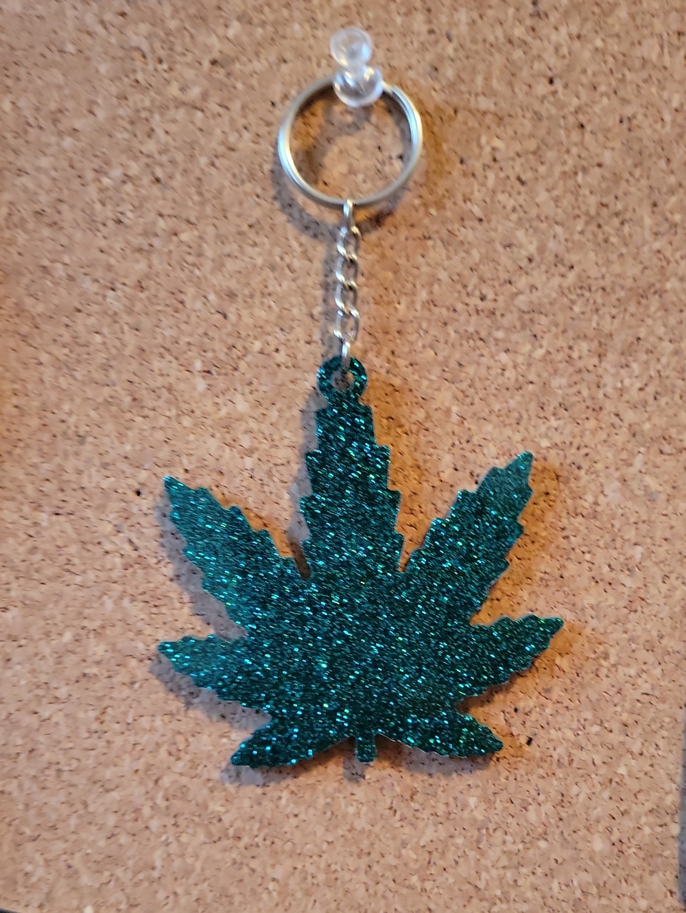 Glitter Teal Leaf Keychain Pendant - Women Jewelry